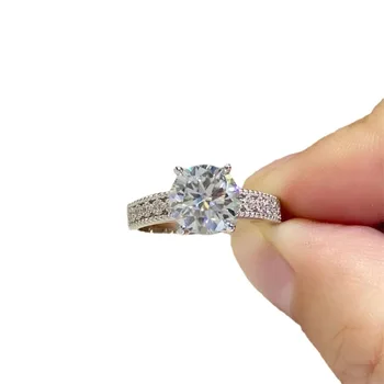 пръстен с диамант от муассанита 2 карата, Брилянт, Дамски бижута от сребро 925 проба, обещание за булката, Годишнина от брака, прекрасен подарък