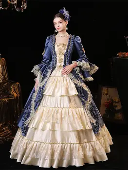 Висококачествени дамски официални рокли на Средновековния двор, Лъскави пайети, Карнавалните театър, Виктория Възраждане, рокли за абитуриентски бал