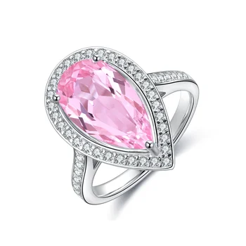 2023 Гореща разпродажба на Бижута От Сребро 925 Аквамарин Розово Морган Круша Форма на Диамантени пръстени със скъпоценни камъни