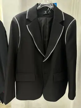 TD9044 Модерен мъжки палта и якета 2023 за подиум, полупрозрачна жаккардовая окото, нов китайски годишният свободен костюм дантела