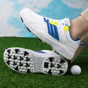 Мъжки обувки за Професионална голф, Улични спортни маратонки за голф, Пешеходни Маратонки за голф, Бяло-сини Обувки за голф 36-46 Размери