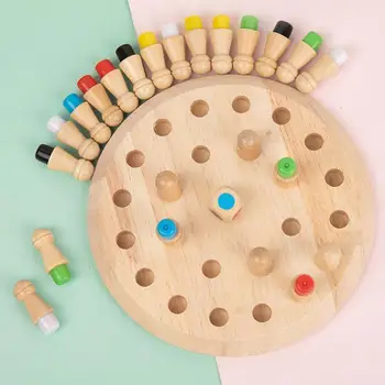 Детска Дървена фабрика пръчка с ефект на паметта, Шах, Забавни цветни настолни игри, Пъзел, Образователна играчка, образователни играчки за деца