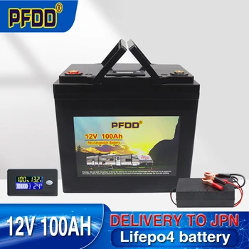 12V 100Ah LiFePO4 Батерия Вграден BMS Литиево-желязо-Фосфатный елемент 4000 Цикъла За Кемперов RV Golf Cart Слънчевия Свод + Зарядно устройство