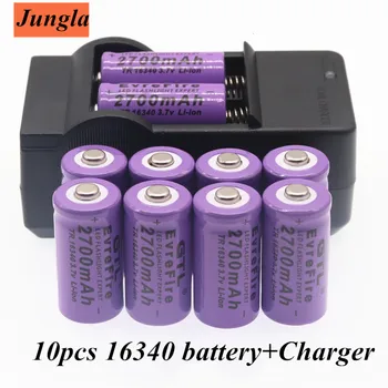 100% Нова оригинална Батерия 16340 cr123a lithium 16340 Батерия 2700 mah 3,7 В Литиево-йонна Акумулаторна Батерия + Зарядно устройство 16340