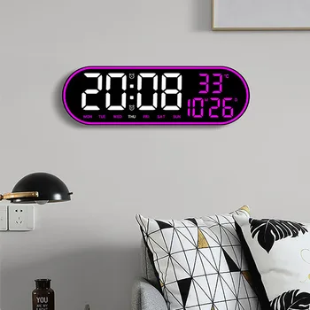Многофункционален цифров стенен електронен часовник с Регулируема Яркост, led часовници, температура, дата, час, Седмица, на дисплея