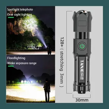 Преносим USB Акумулаторна фенерче, мощни led нощни лампи, увеличава осветление, Инструменти за осветление Къмпинг и нощен риболов на открито