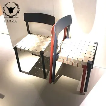 Обичай скандинавски дизайнер, датски кът стол с каишка от масивна дървесина, кафе стол, лека луксозна линия на облегалката, штабелируемый стол за почивка