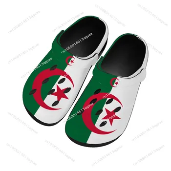 Алжирските флаг, Домашни Сабо, Водоустойчив обувки по поръчка, Мъже, Жени, Юноши, Алжирският, Градински, Дишащи Плажни Чехли с Дупки, Черни