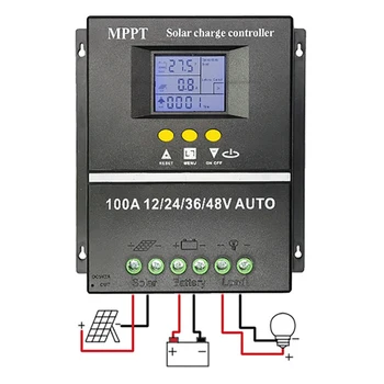 MPPT Слънчев Контролер на заряд на 100A/80A/60A 12/24/36/48 В Автоматичен Контролер Инструменти Слънчево Фотоэлектрическое Зарядно устройство с LCD дисплей и двоен USB