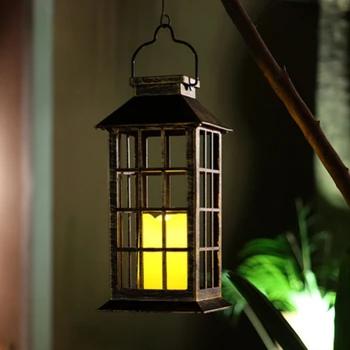 Слънчев фенер Открит градински окачен лампа Водоустойчив led Преносим Беспламенный Лампа-свещ на масата Подарък за парти на открито