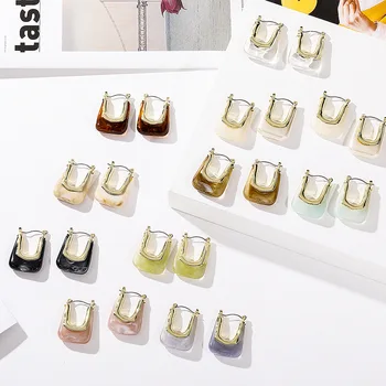 Прозрачни цветни обеци-петна от смола за жени, красиви блестящи обици за момичета, модерни геометрични акрилни корейски украса