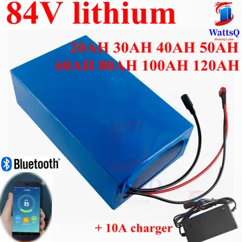 84 в 50Ah 30Ah литиево-йонна батерия 100Ah 84 В 60Ah 80Ah Bluetooth приложението на BMS за 5000 W мотор подови количка за голф + зарядно устройство 10А