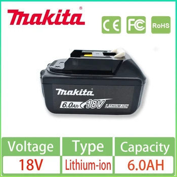 Makita Original 18V Акумулаторна Батерия 6000MAH електрически инструменти LED Литиево-йонна Подмяна на LXT BL1860B BL1860 BL1850 BL1840