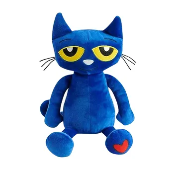 Популярно 28 см Милото животно Котка Пит Плюшен играчка Карикатура Синя Котка Меки кукли подаръци за бебето