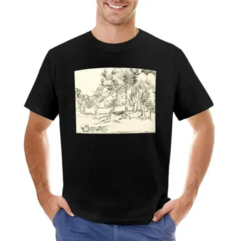 Тениска с изображение на Винсент Ван Гог, черни тениски, мъжки дрехи