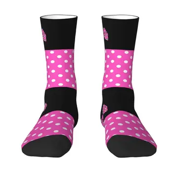 Розови мъжки чорапи на точки с Мини маус, мъжки стръмни чорапи с 3D принтом в грах и лък