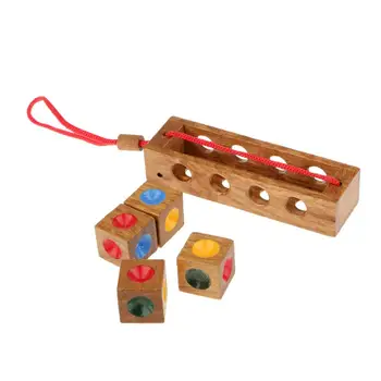 Дървени блокове IQ Puzzle в ретро стил, детска развитие на играчка-пъзел