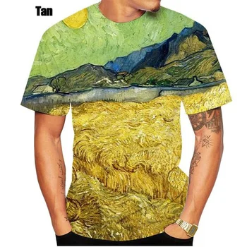 Гореща разпродажба 2023, Лятна новост, Художникът Ван Гог, Мъжки/дамски модни тънка тениска с 3D дигитален печат, тениски
