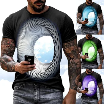 Нова мъжки персонализирана фланелка, модни и ежедневни тениски с 3D принтом небето, през цялата силует,