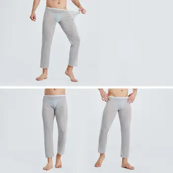 Мъжки пижамные панталони, меки дишащи мъжки прозрачни пижамные панталони, тънки панталони от ледената коприна за комфорт