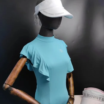 Летни дамски дрехи за голф, риза без ръкави, облегающая спортно облекло с висока еластичност