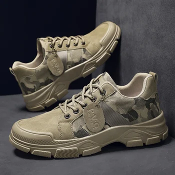 Камуфляжные обувки за мъже за есен-зима платформа, военни обувки за пустинята, градинска обувки с ниски берцем, мъжки ботильоны