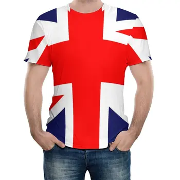 Тениска с Великия Британски Флаг, мъжки тениски с принтом знамена, лятна реколта тениски с къс ръкав и шарките Голям размер