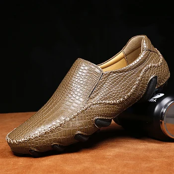 По-големи Размери 38-47, Мъжки Лоферы, Ежедневни обувки от естествена кожа За Мъже, Класически Мокасини с pattern 