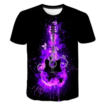 Мъжка тениска с изображение на китара Tide Fashion Summe, ежедневни тениски с принтом в стил хип-хоп, блузи с къс ръкав и кръгло деколте, бързо съхнещи върховете