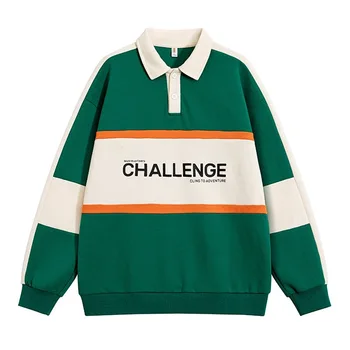 2024 Реколта риза с къси ръкави в американския ретро стил, пуловер Унисекс с писмото принтом на пролетта и есента, идеален за ежедневна мода на едро