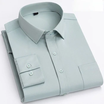 2023 Мъжки базова Официалната риза стандартен намаляване с дълъг ръкав, Однотонная Бизнес Бяла Работна Офис Класическа мъжка риза B200
