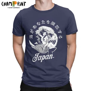Siren Great Wave Реколта Тениски За Мъже с Японски Аниме, Готина Тениска От чист Памук Кръгла яка, Ризи с къс ръкав, Оригинални Капаци