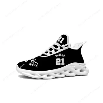 Тим Дънкан № 21 баскетболни Маратонки на равна подметка, Мъжки И Дамски Спортни обувки, Качествени Обувки, Окото обувки дантела, обувки по поръчка