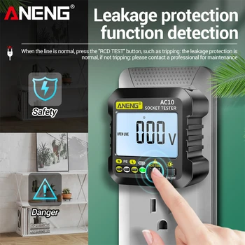 ANENG AC10 Тестер за Контакти Фаза на Поляритета на LCD цифров Тест на детектор на напрежение