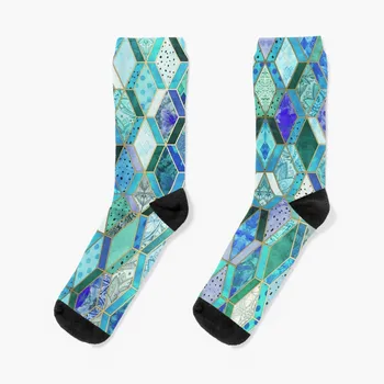 Чорапи със сапфир и смарагд бриллиантовым модел в стил мозайка, екшън чорапи, чорапи с аниме, мъжки чорапи, забавни мъжки чорапи