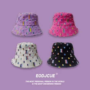 Скъсани шапки цвят на сладки бонбони за жени и мъже, корейската версия Ins, градинска ежедневни панама в стил хип-хоп, Gorras
