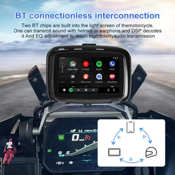 GPS Навигация за мотоциклет IPX7 Водоустойчив дисплей Apple Carplay Преносим мотоциклет автоматичен Безжичен монитор Android