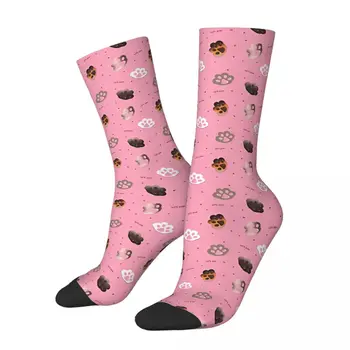 Happy Мъжки чорапи с Шарките на Котешки лапи в Ретро стил Харадзюку, Лапи животни, хип-хоп, Всекидневни фигура, Подарък принт на чорапи Crew Crazy