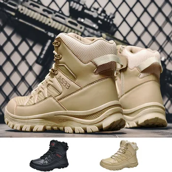 Военни обувки, мъжки тактически обувки, Dr. обувки, Мъжки армейските обувки със страничен цип, Мъжки улични мини мотоциклетни ботуши, работни обувки
