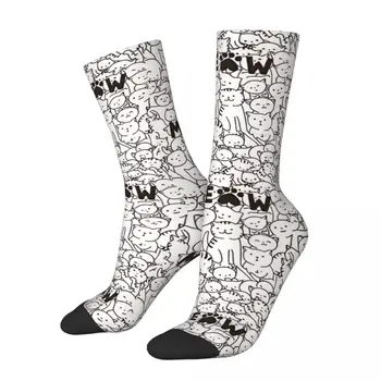 Happy Мъжки Чорапи Мяу Котешка Лапа Ретро Мяу Harajuku Случайни Экипажный чорап с подарочным модел