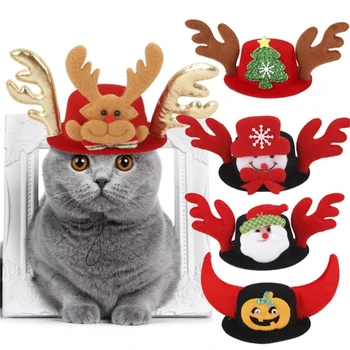 Коледната тема Мультяшная шапка за котки, Коледно парти, на домашни кучета, водене жив топлина, шапки, Зимни и Коледни аксесоари за cosplay B03E