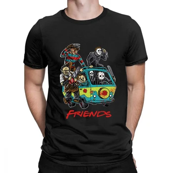 Нова Тениска Horror Friends За мъже с Кръгло деколте, готини летни Тениски, Ризи с къс ръкав, модни Потници
