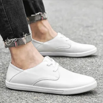 Бели Обувки, Мъжки Ежедневни обувки, мъжки маратонки от естествена кожа, на Хладно градинска обувки за момчета, черна брандираната мъжки обувки на равна подметка, мъжки обувки