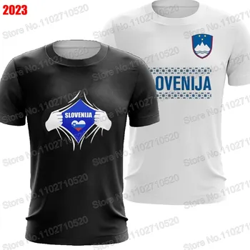 Тениски CAMISETA Slovenia Team 2023, 3D принт, черна мъжка лятна градинска облекло за джогинг, ежедневни техническа облекло за тренировки