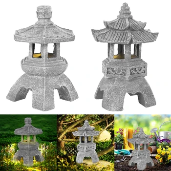 Слънчев фенер-Пагода, Ретро украса за градината, Кула, Статуята, Лампа IP55, Водоустойчив Слънчев led лампа, Декоративна скулптура за градината