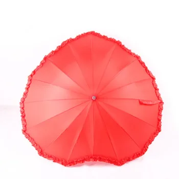 Креативен чадър, за любовта под формата на сърце, сватбен подарък за възрастен на Булката, обикновен червен Водоустойчив и ветрозащитный чадър за мъже и жени