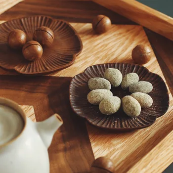 Hoyerman Джан. Начална поставка за чаена чаша от черен орех, ръчна изработка в японски стил, за една чаена церемония, утепляющая възглавница за закуски
