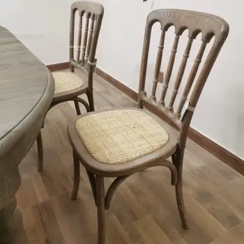 Столове за трапезария от масив дърво в американски стил, Реколта трапезни столове за кухни, мебели за дома, маса за хранене, стол с скандинавски облегалка G