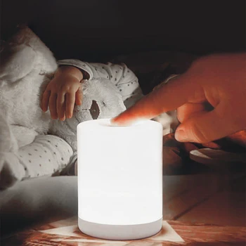 Led нощна светлина с регулируема яркост и докосване, USB-Акумулаторна нощна настолна лампа