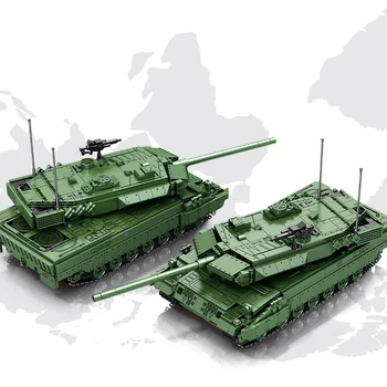 Технически 2.4 Ghz RC Градивен елемент на Фигурки от Германската армия Леопард 2 на Основния боен танк Тухла Кола с дистанционно управление Играчка за момче, подарък